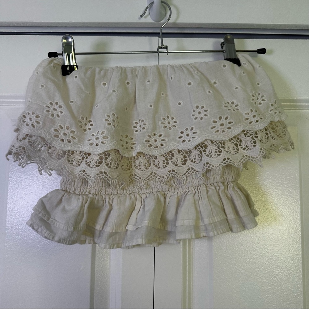 American Eagle Eyelet Off-Shoulder Crop Top – Size XXS